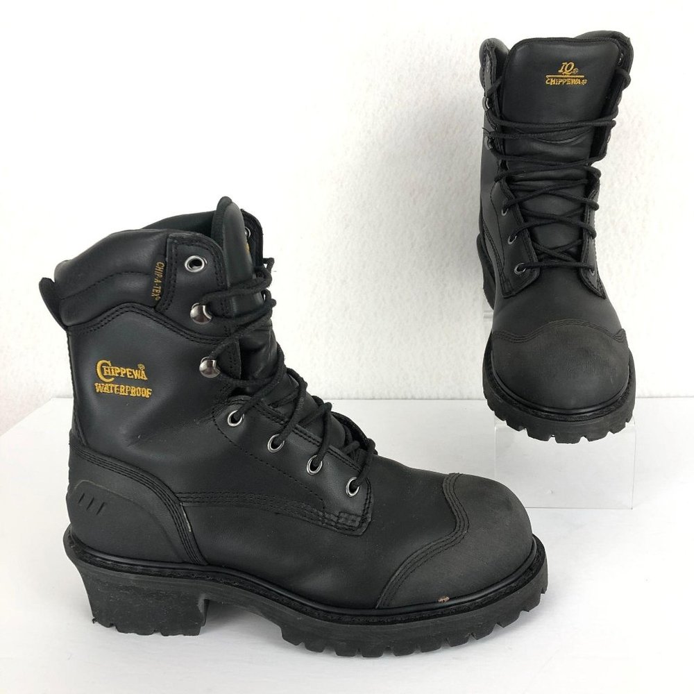 Chippewa Black Oiled Leather Logger Boot Sz 7.5M